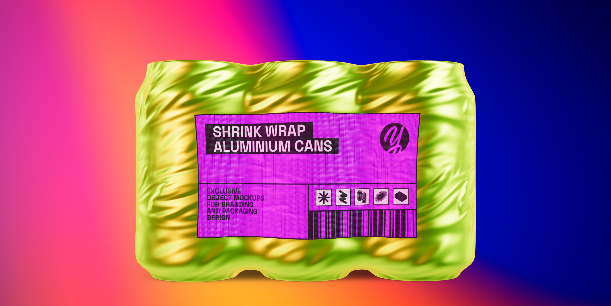 ProVisual — Shrink Wrap of 6 Aluminium Cans 3D mockup and 3D model