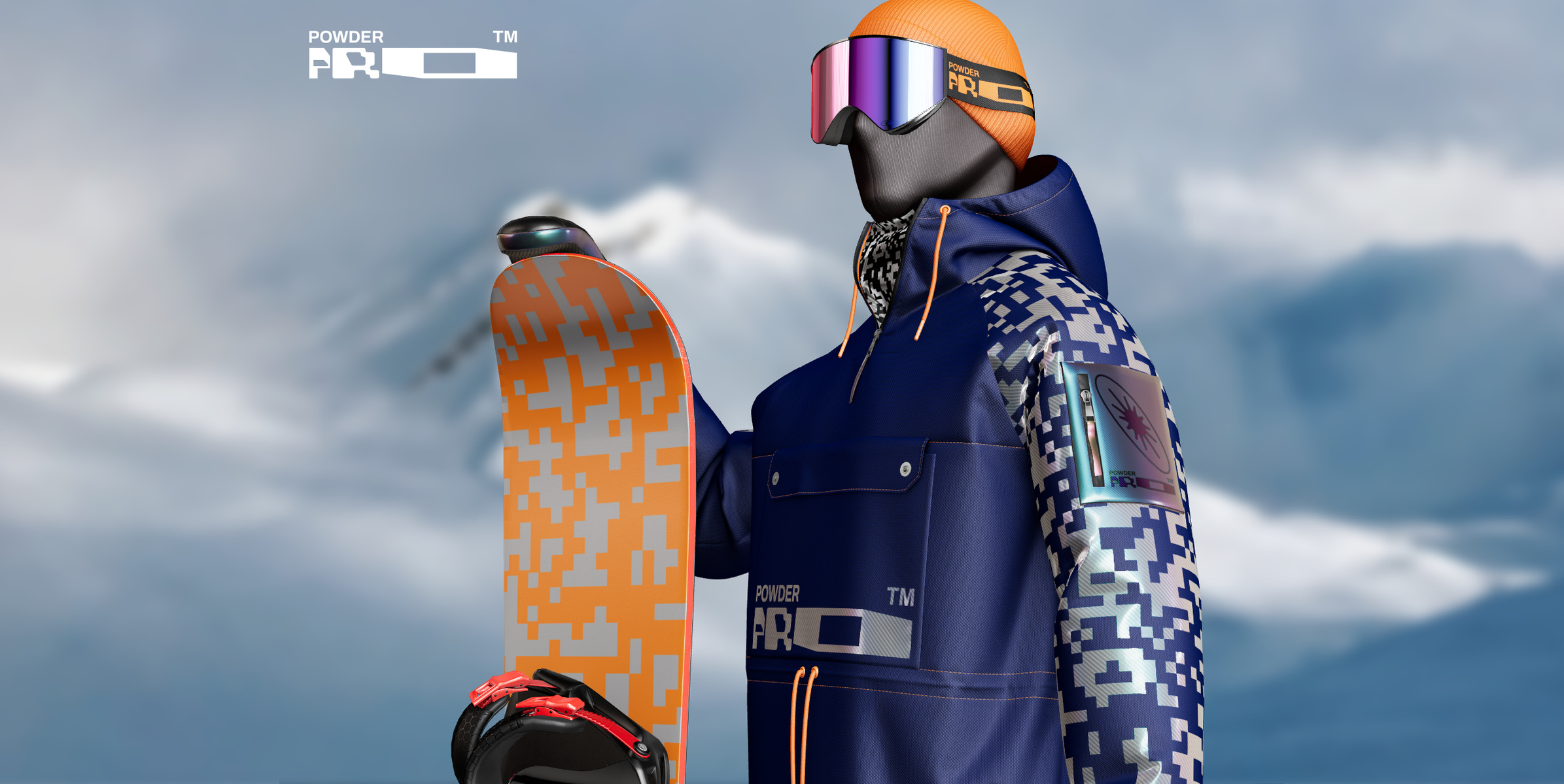 ProVisual — Snowboarder with Board 3D mockup and 3D model - create your perfect project online