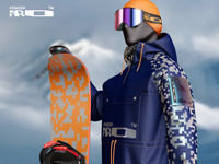 ProVisual — Snowboarder with Board 3D mockup and 3D model - create your perfect project online