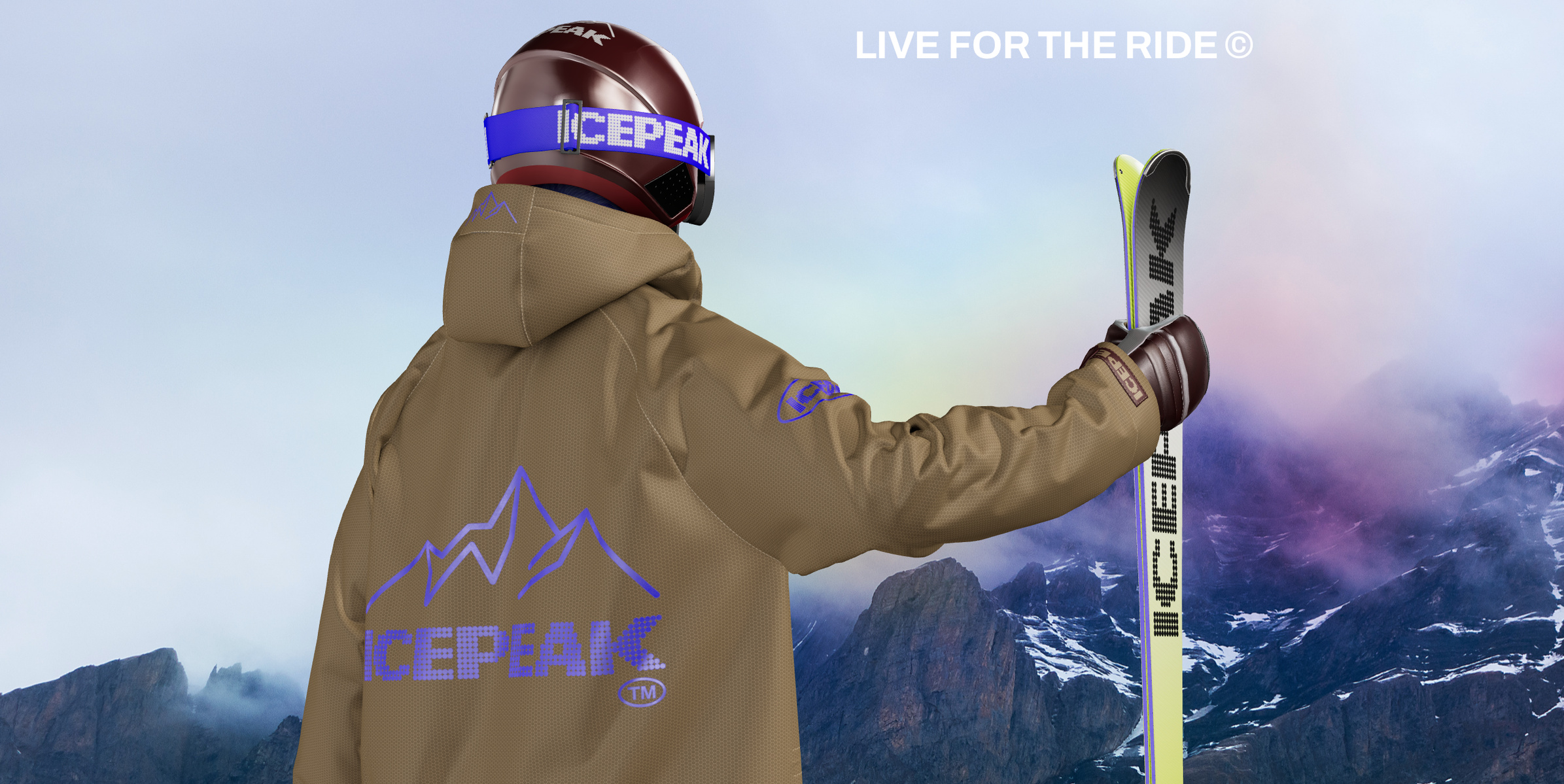 ProVisual —  Skier with Skis 3D mockup and 3D model - see every detail and customize online