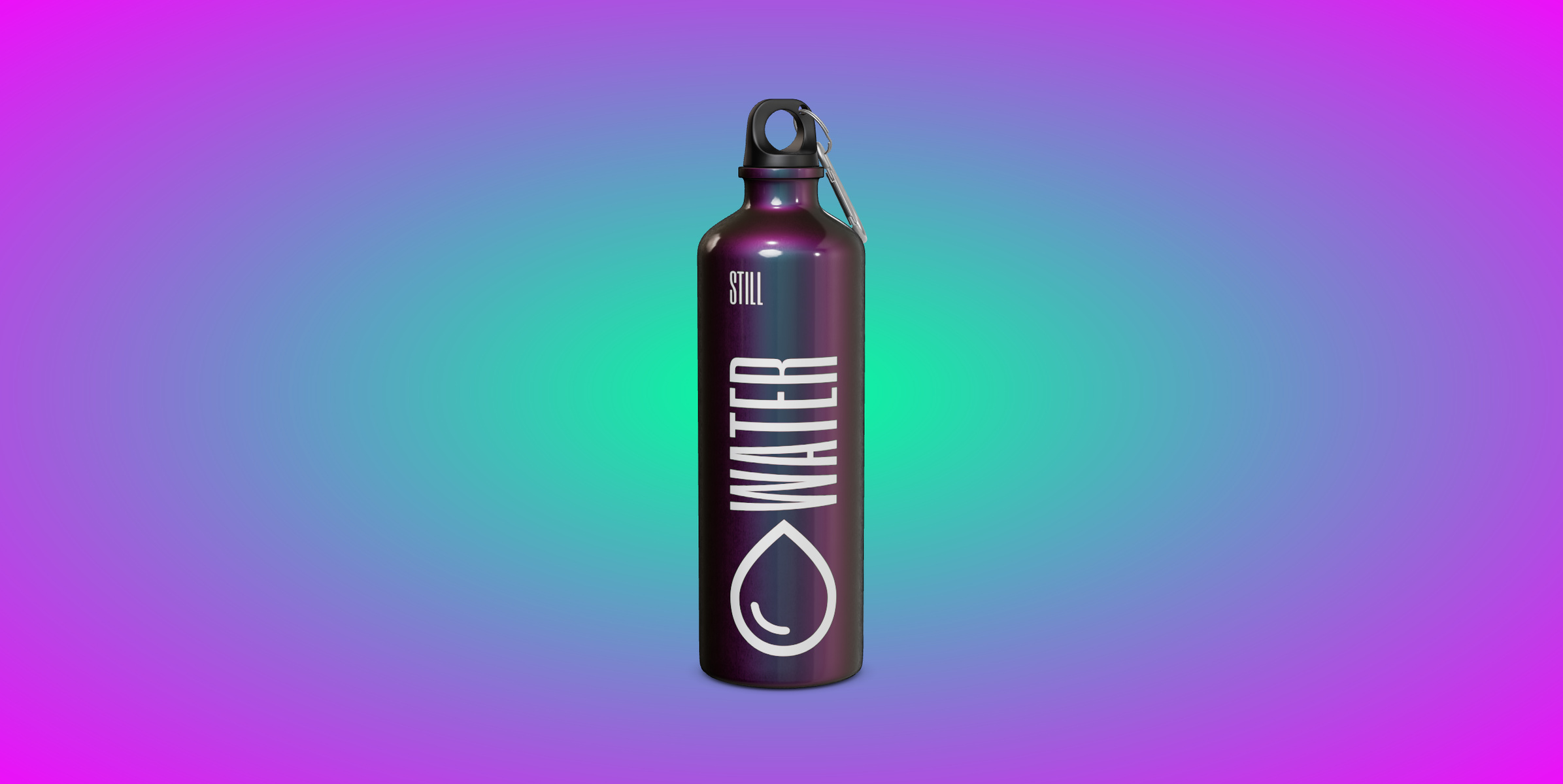ProVisual —  Aluminium Bottle with Carabiner 3D mockup and 3D model - explore every detail and customize online now