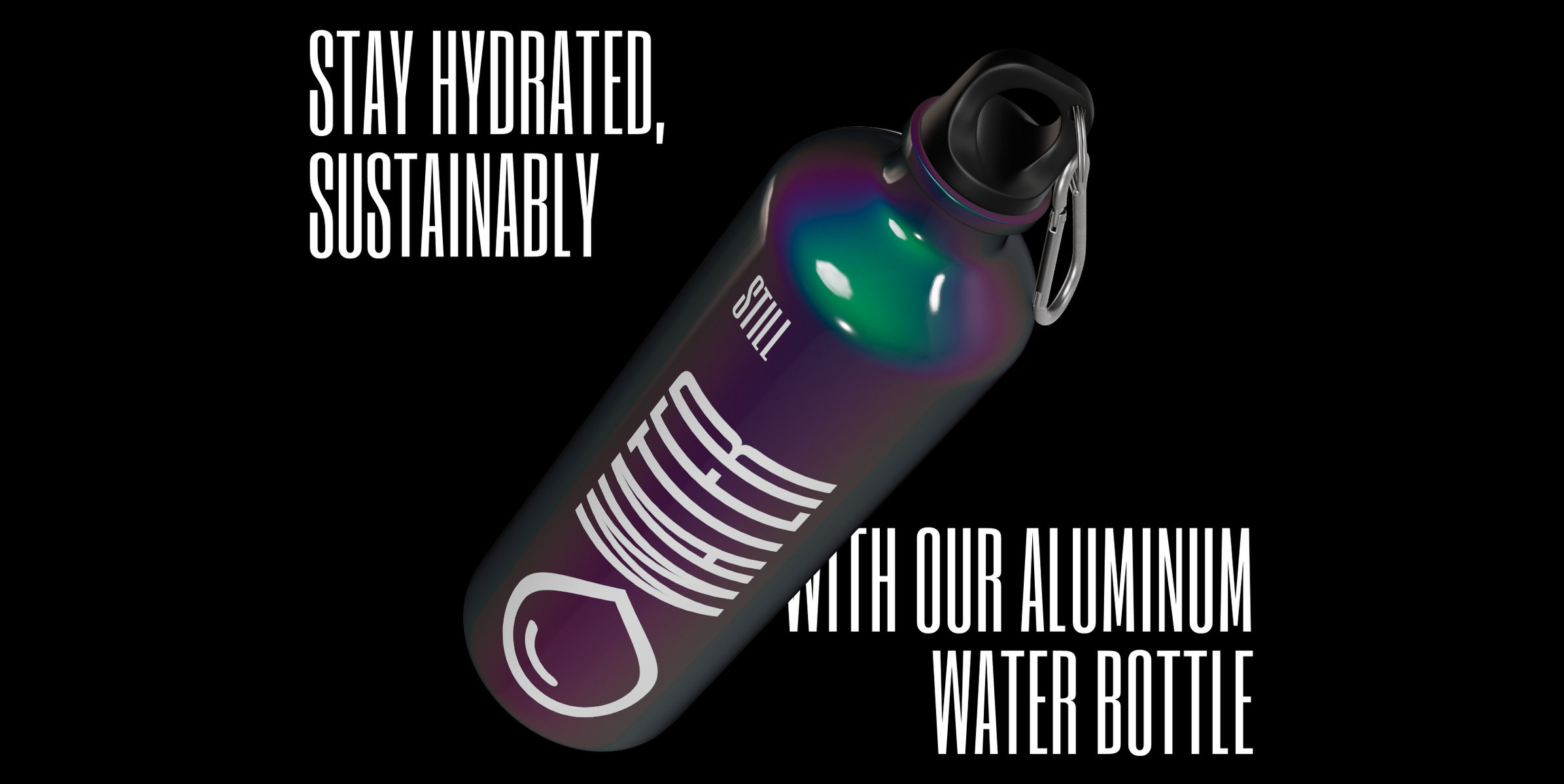 ProVisual —  Aluminium Bottle with Carabiner 3D mockup and 3D model - explore every detail and customize online now